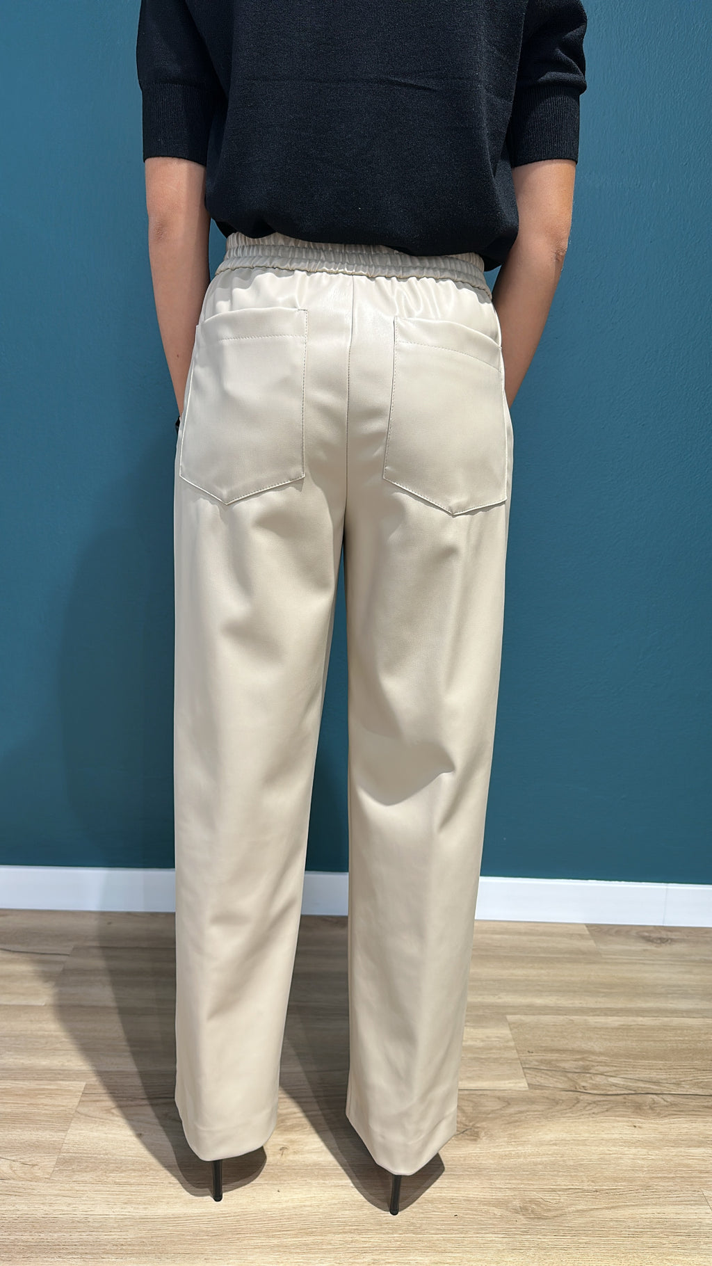 PANTALONE ALESSIA IN ECOPELLE - PANNA - SOUVENIR