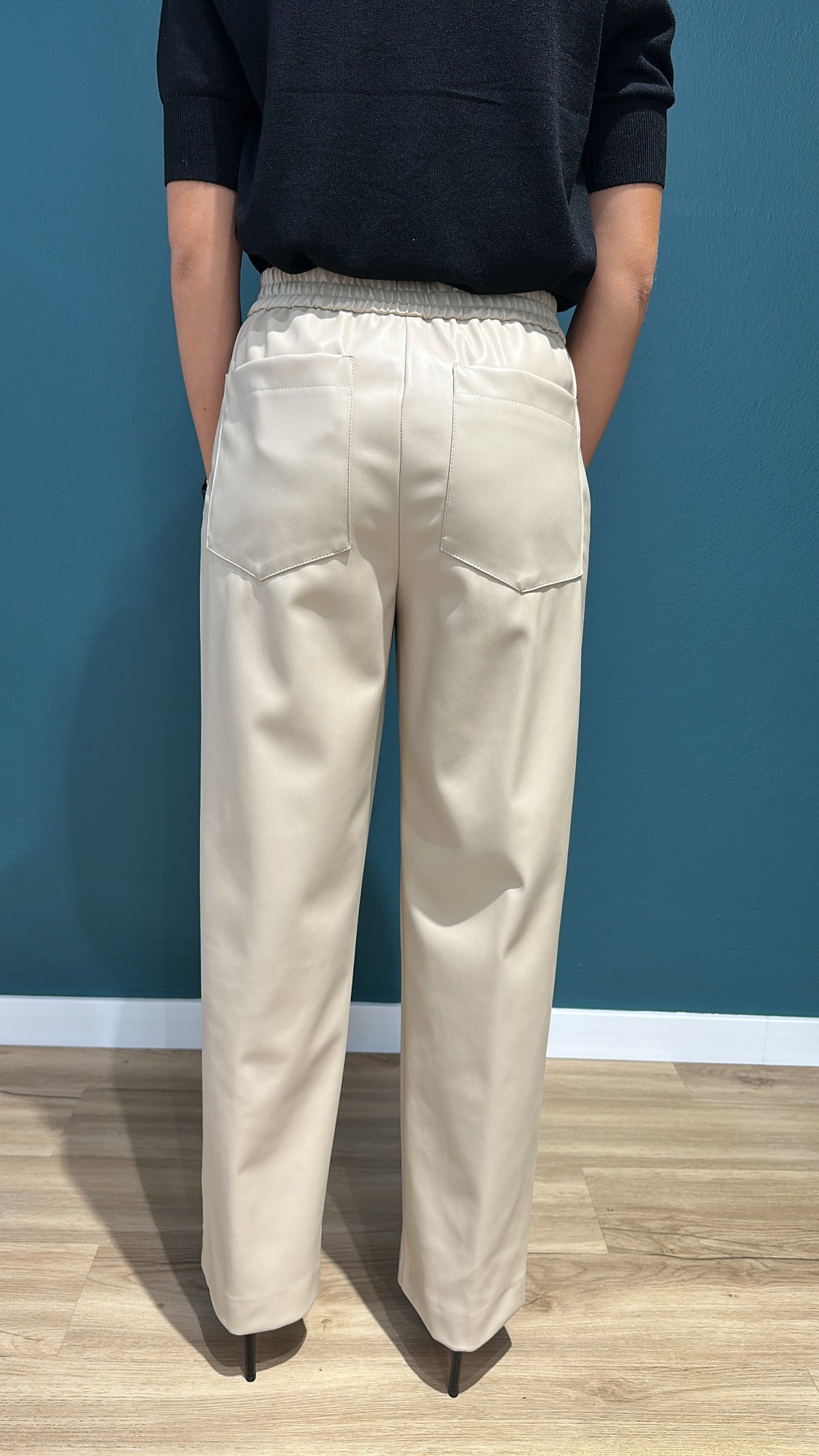 PANTALONE ALESSIA IN ECOPELLE - PANNA - SOUVENIR