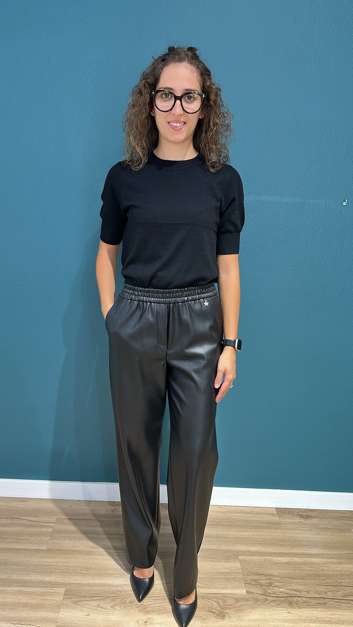 PANTALONE ALESSIA IN ECOPELLE - NERO - SOUVENIR