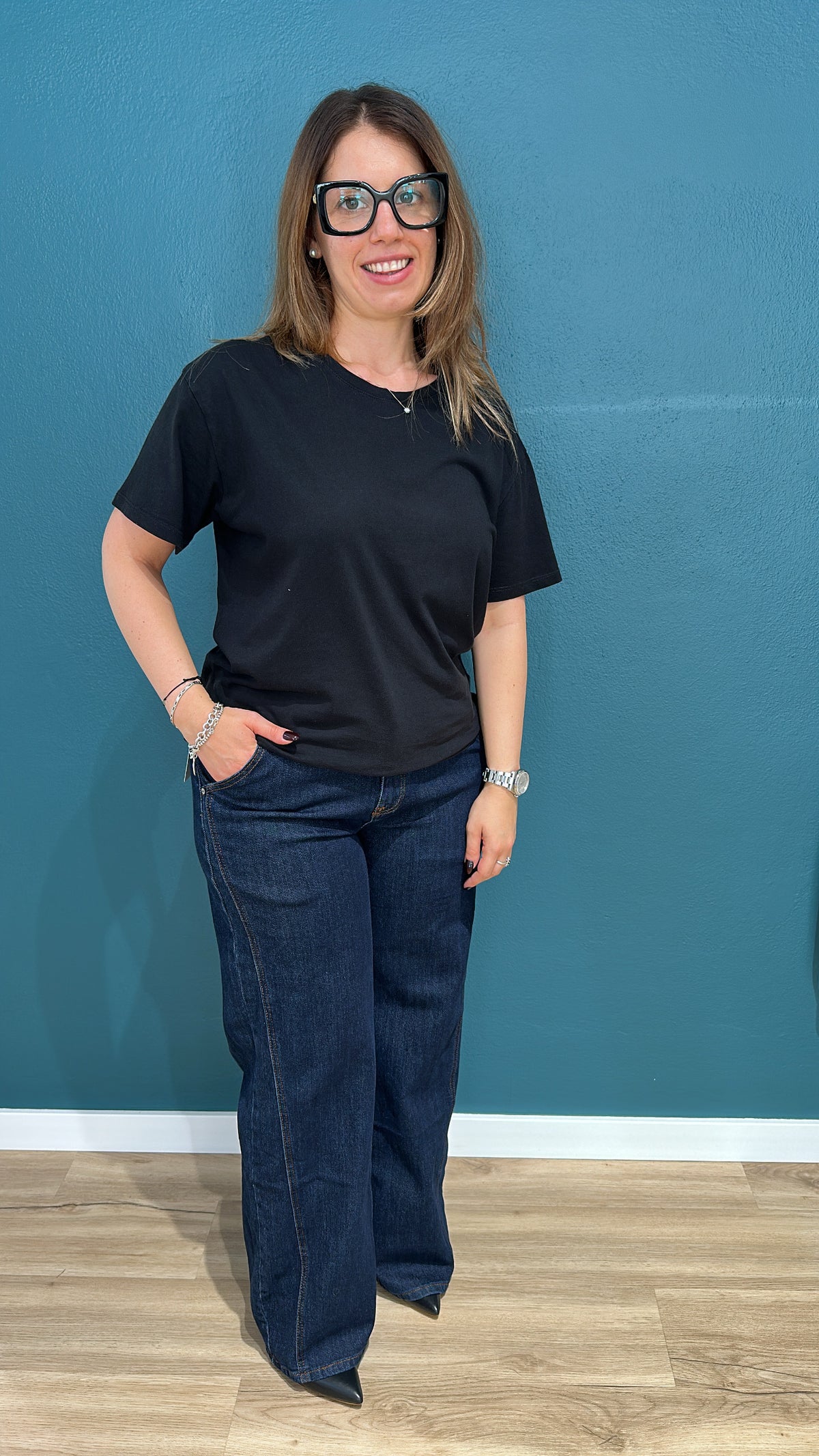 JEANS YORK WIDE LEG - DENIM SCURO