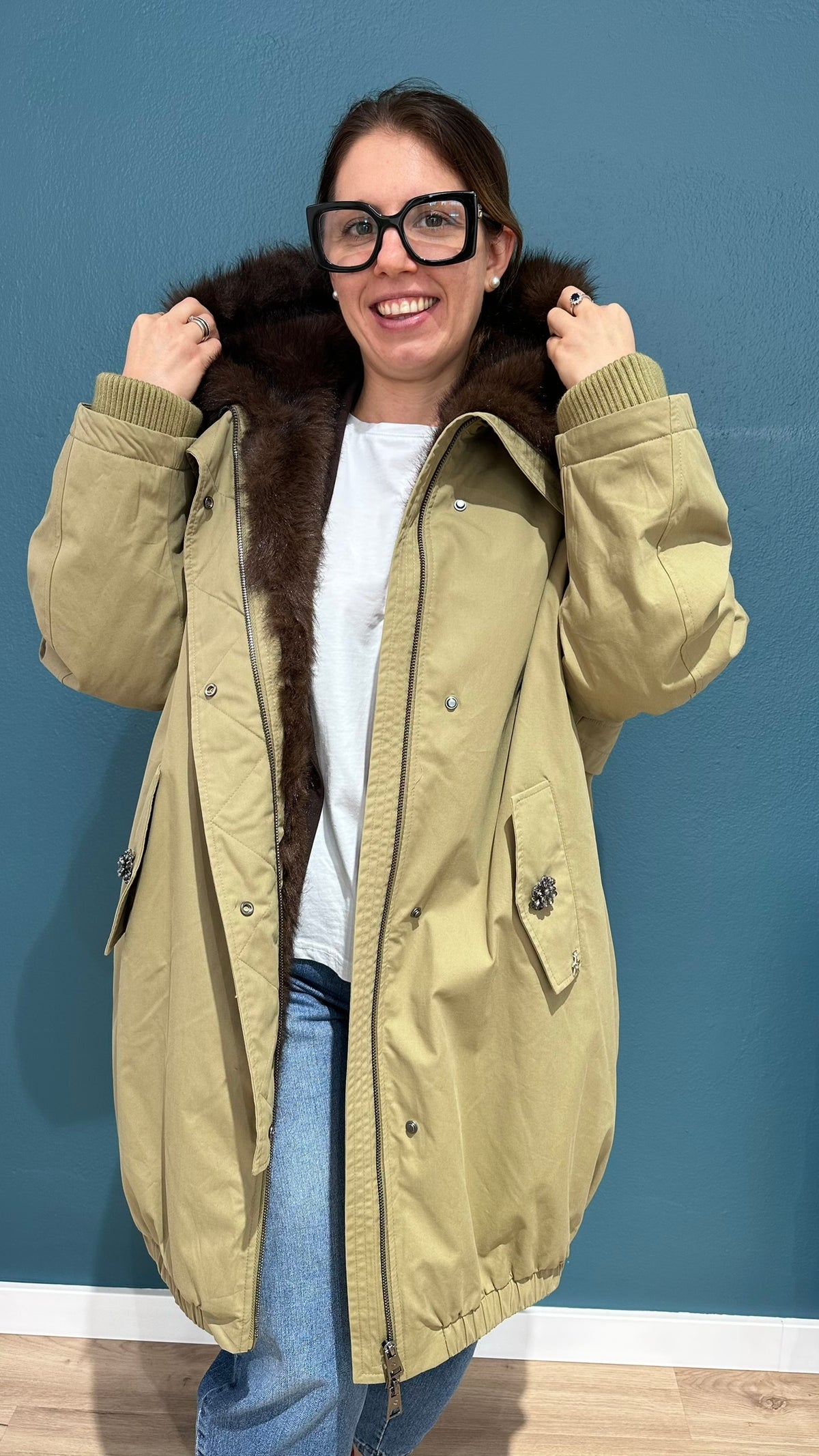 PARKA ICONICO - VERDE CON INTERNO IN ECOPELLICCIA - SOUVENIR