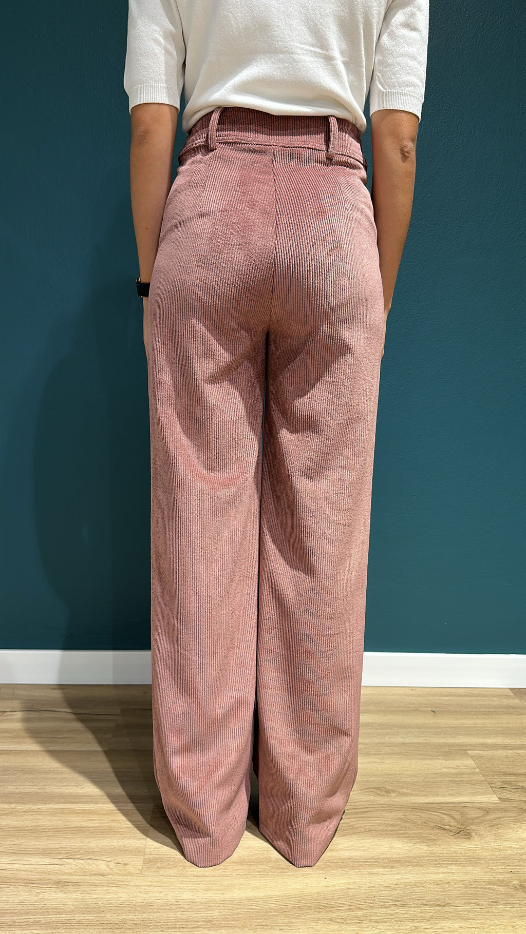 PANTALONE CAROLINA A PALAZZO IN VELLUTO - ROSA ANTICO - MEME ROAD