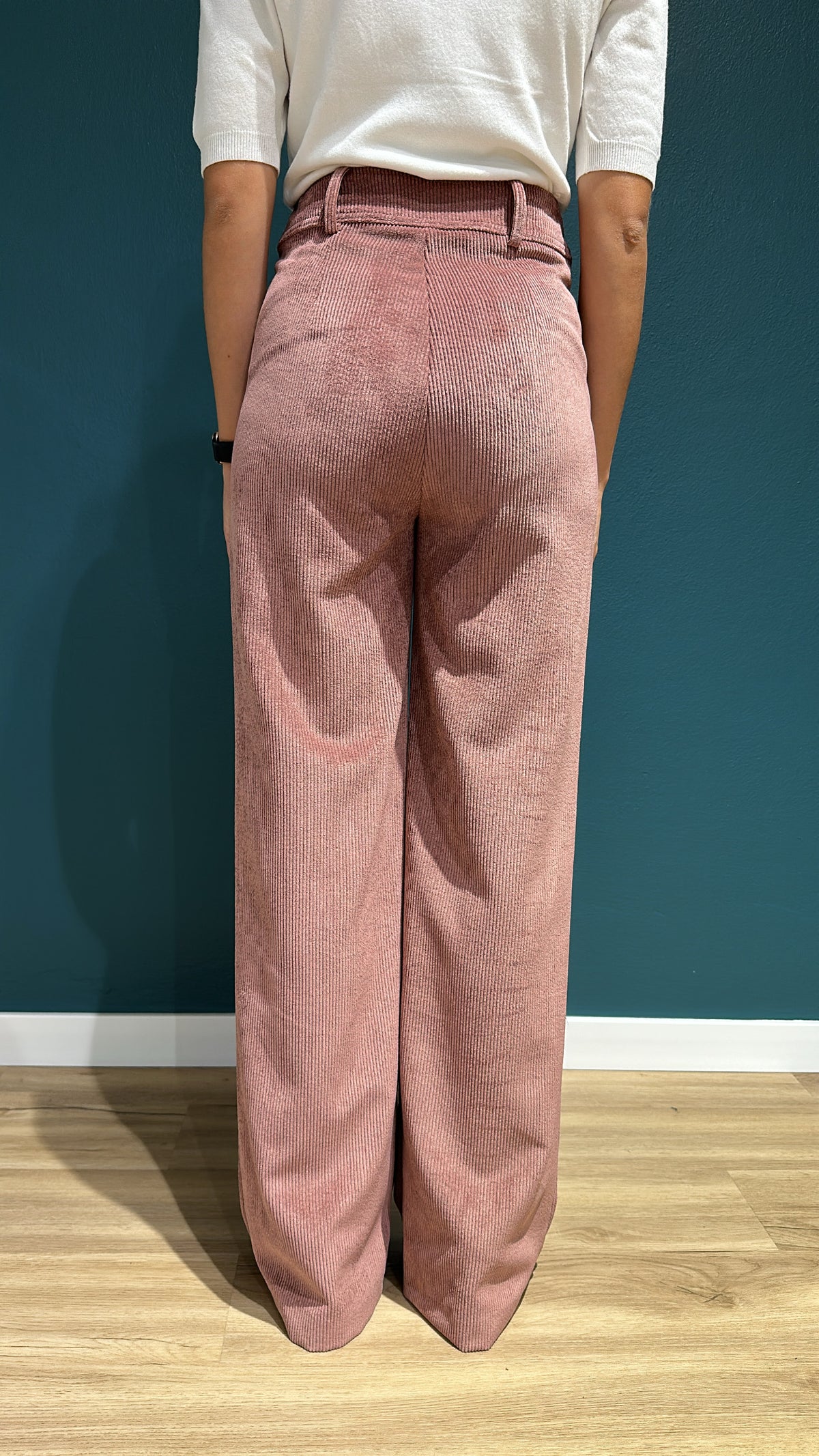 PANTALONE CAROLINA A PALAZZO IN VELLUTO - ROSA ANTICO - MEME ROAD