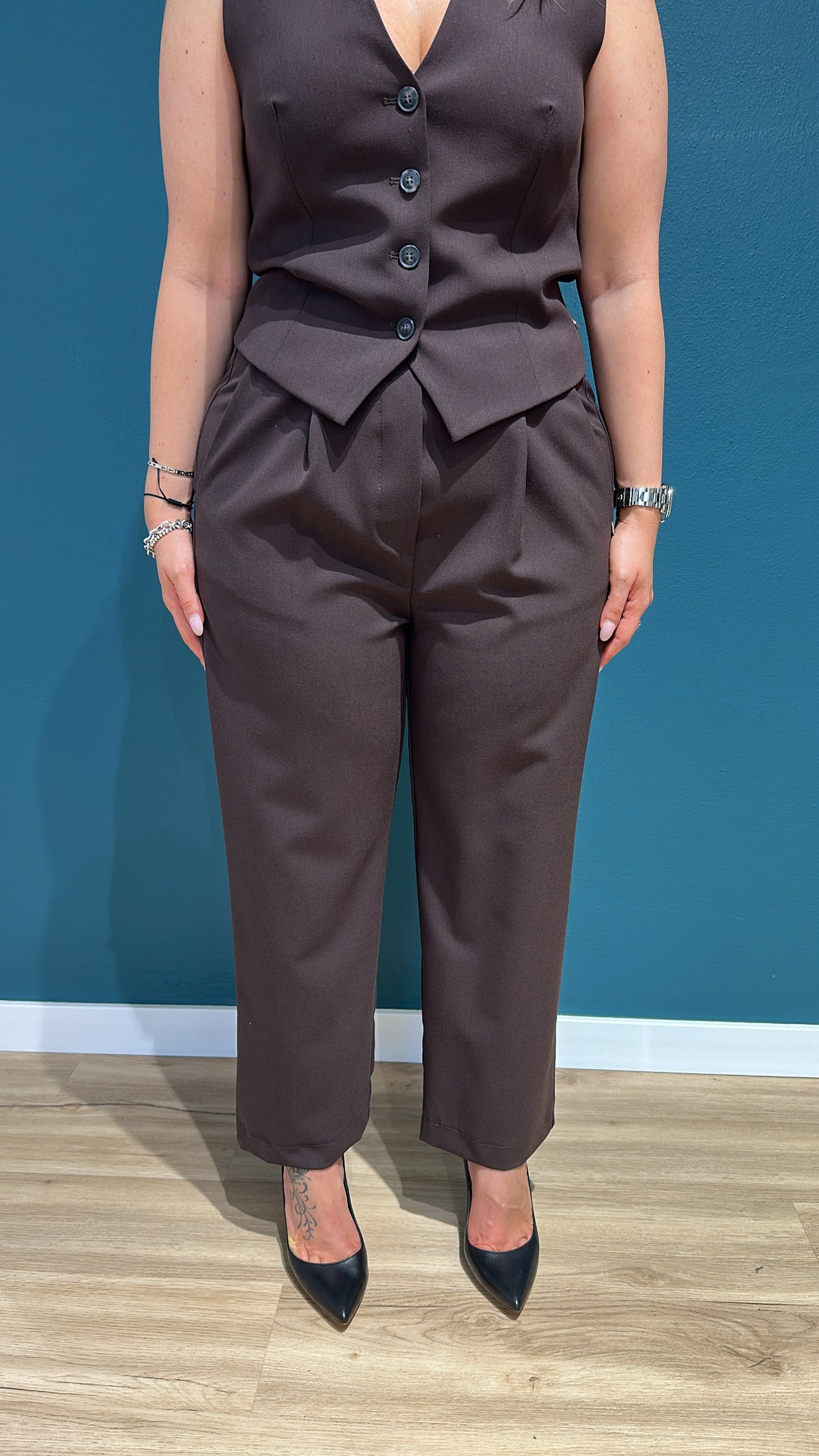 PANTALONE DEBORAH ALLA CAVIGLIA - CIOCCOLATO - MEME ROAD