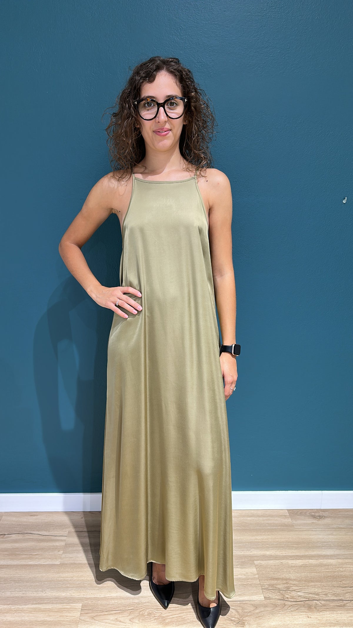 SLIP DRESS MARA - VERDE OLIVA - MEME ROAD