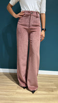 PANTALONE CAROLINA A PALAZZO IN VELLUTO - ROSA ANTICO - MEME ROAD
