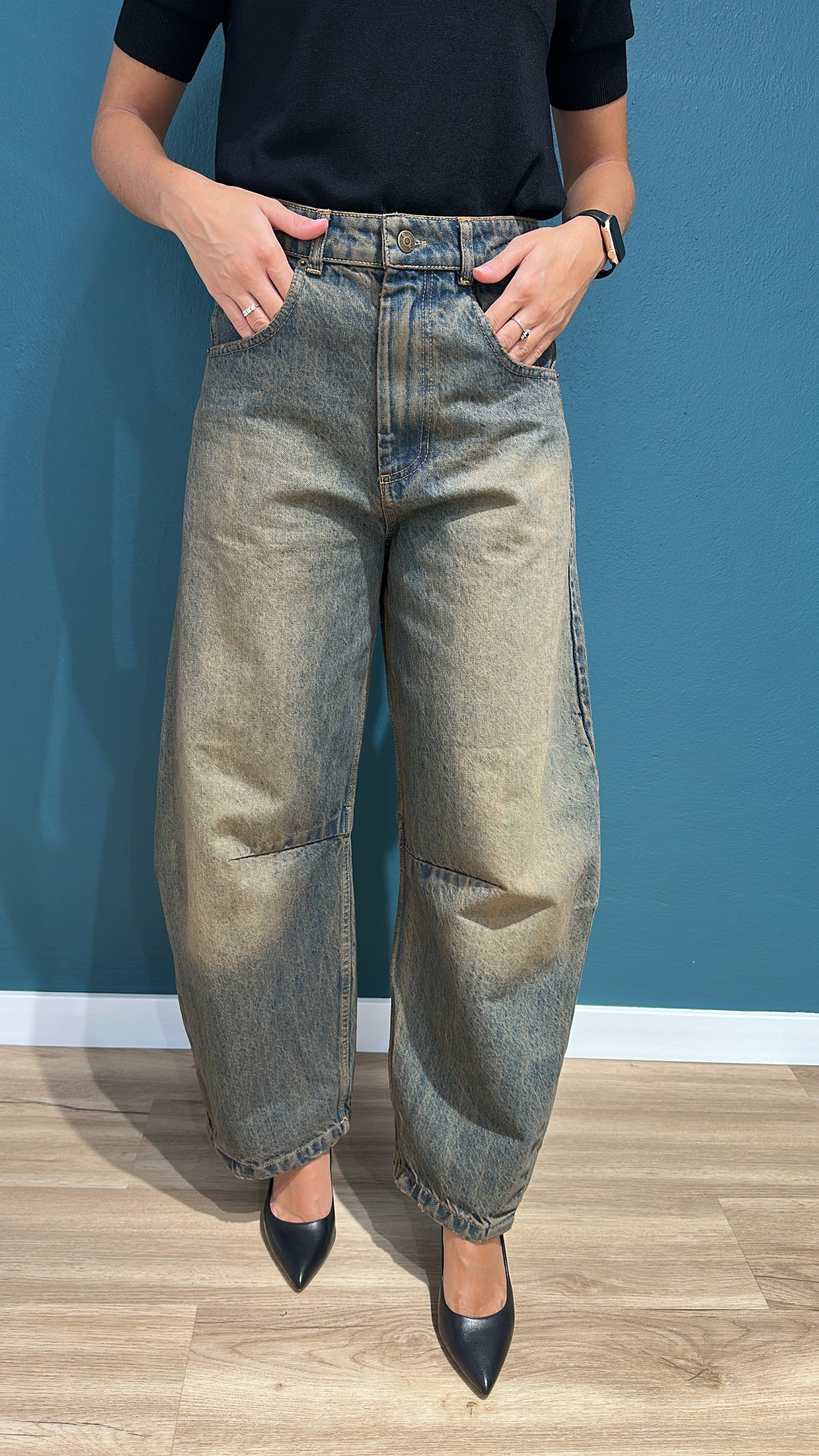 JEANS GAYA MODELLO BARREL - DENIM EFFETTO SABBIATO - SOUVENIR