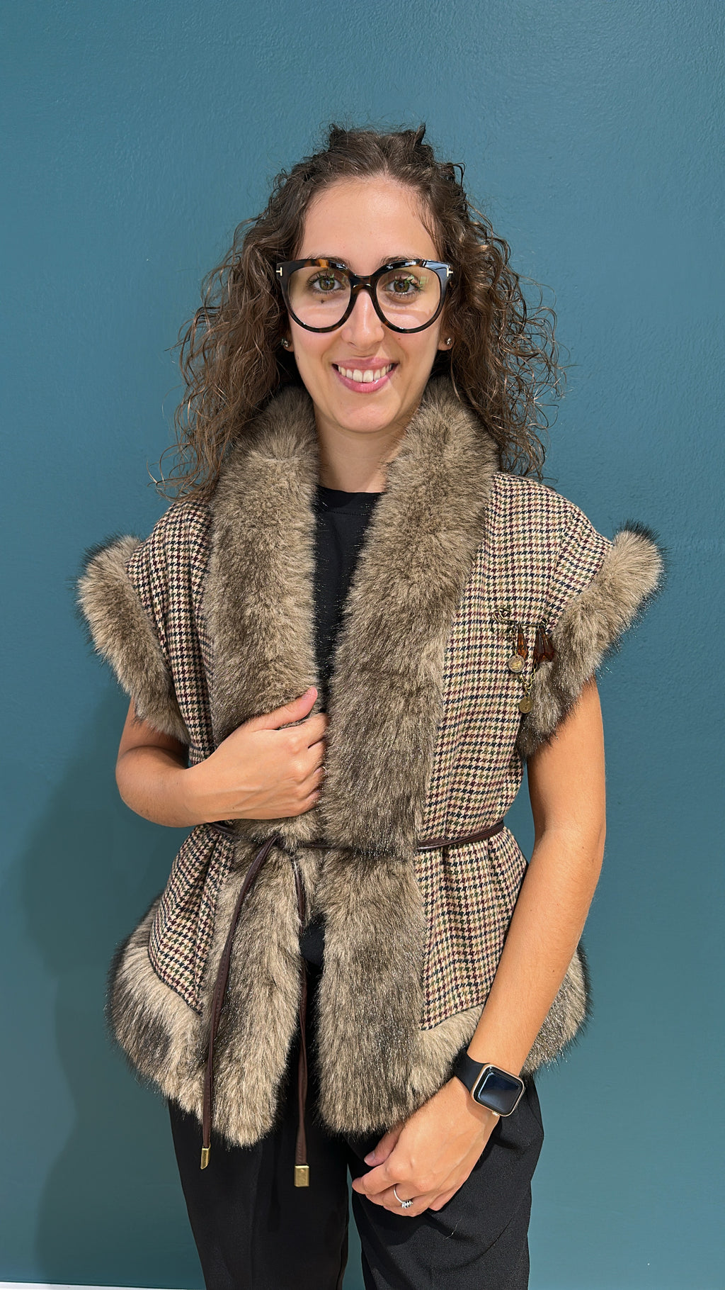 GILET IN PIED DE POULE ED ECOPELLICCIA - MEME ROAD - PEZZI UNICI LIMITED EDITION
