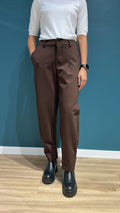PANTALONE EMMA BARREL IN PUNTO MILANO - CIOCCOLATO