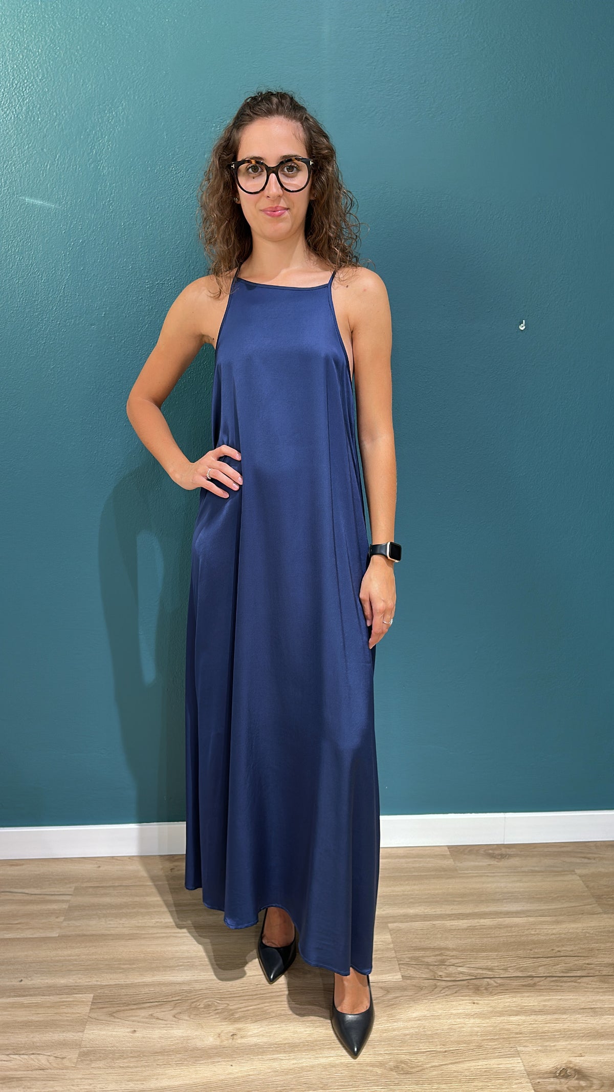 SLIP DRESS MARA - BLU NAVY - MEME ROAD