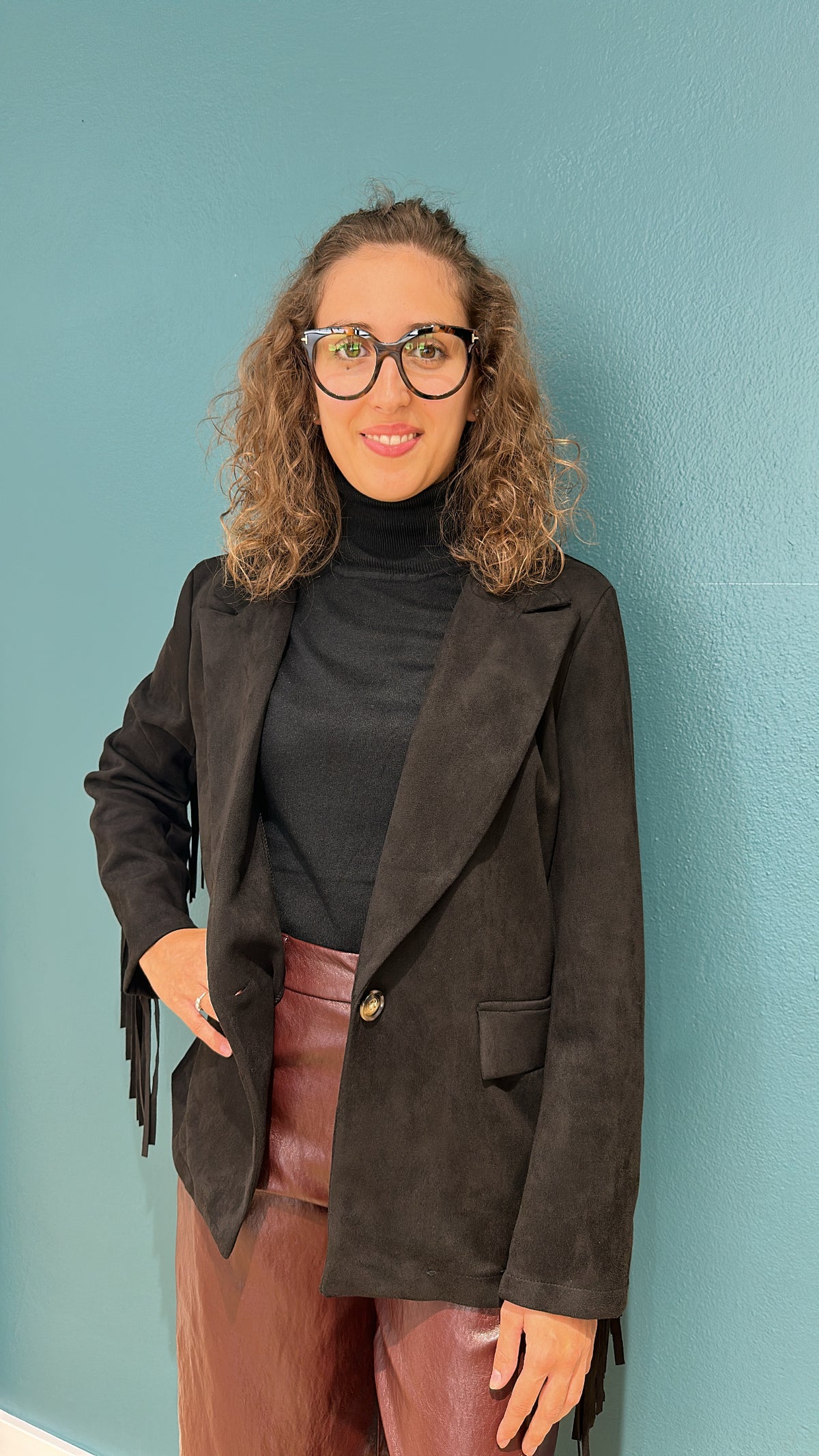 GIACCA SCAMOSCIATA CON FRANGE