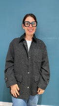 BOMBER CON PAILLETTES - GRIGIO E NERO EFFETTO SPINATO - MEME ROAD